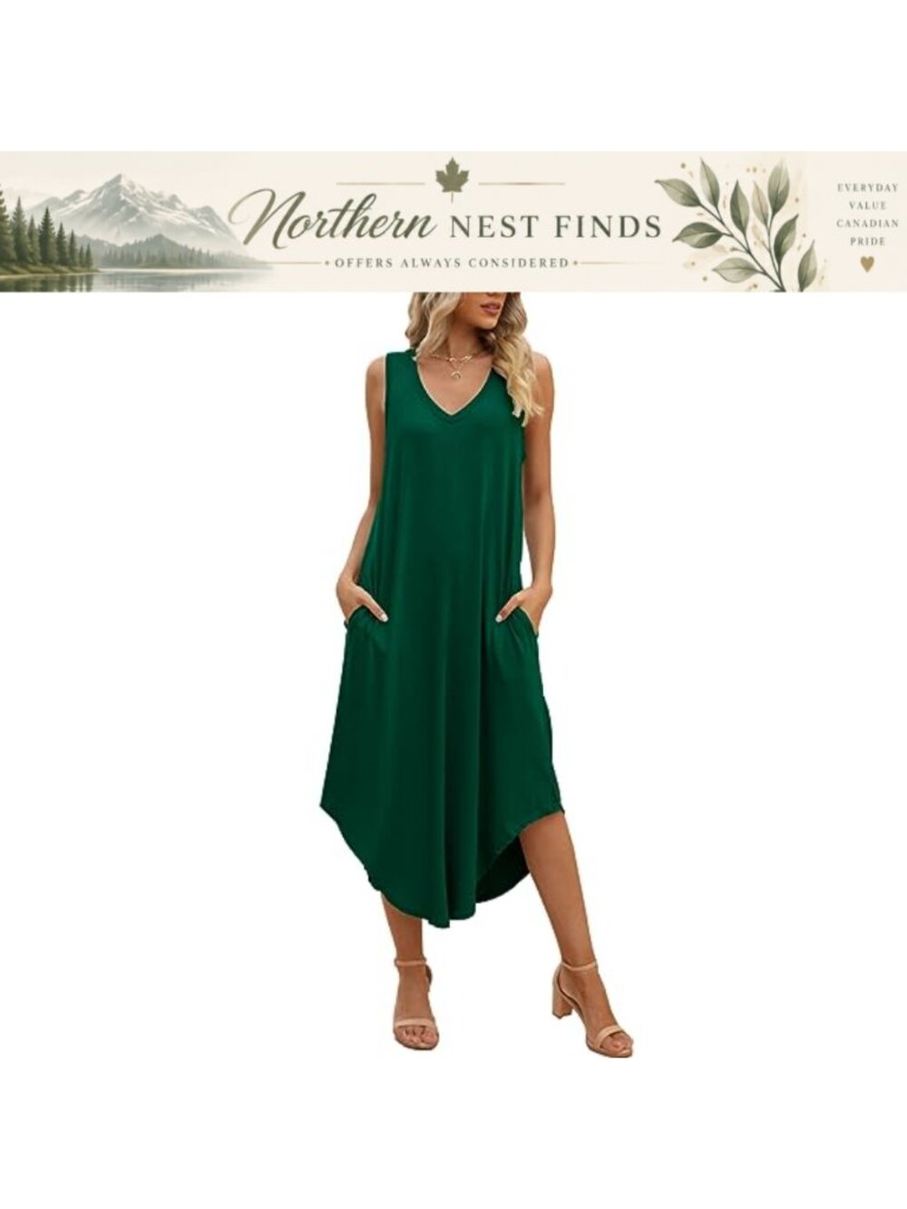 Women's Sleeveless Maxi Dress with Pockets Rayon Spandex
